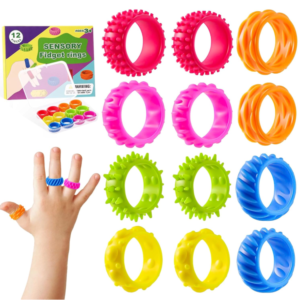 12 Stück Fidget Ring Set aus Silikon - Sensorische Spielzeuge für Kinder ab 6 Jahren